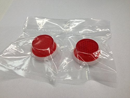 TWO SMALL ROUND RED MOTORCYCLE NUMBER PLATE REFLECTORS SAFETY ADHESIVE STICK ON