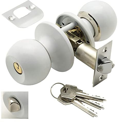 WOLFPACK LINEA PROFESIONAL Pomo Puerta Wolfpack Con Llave Con Condena Blanco Para Entrada