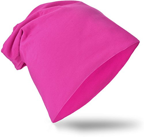 Miobo Kinder Slouch Beanie Mütze,Baumwolle,Unifarbe Magenta-L