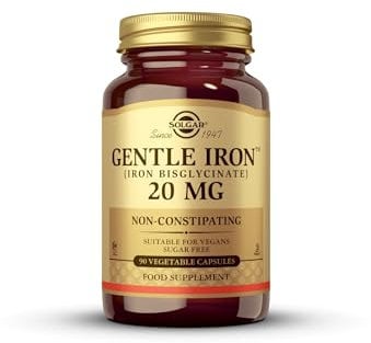 Solgar® Gentle Iron (Iron Bisglycinate) 20 mg Vegetable Capsules - Pack of 90,packaging may vary