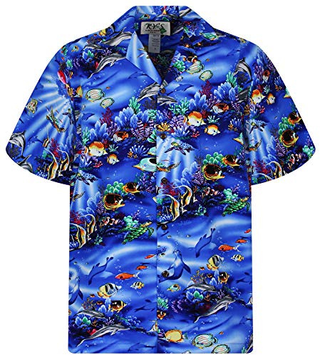 KY‘s Original Hawaiihemd, Aquarium, blau, XL