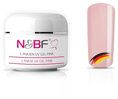 N&BF 1-Phasen UV Gel Pink/Rosa Milchig 5ml | 3in1 Transparent | Made in Germany | Allrounder für Nägel | All in One Ohne Säure + Selbstglättend | Einphasen UV Nagelgel