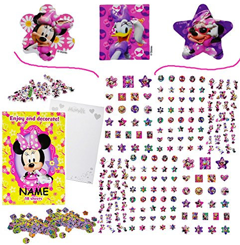 alles-meine.de GmbH 500 TLG. XXL Set: Sticker & Malblock - Minnie Mouse - incl. Name - 3-D Aufkleber & Normale - mit AusmalBlock - groß Micky Mickey Mäuse - Playhouse - Ausma..