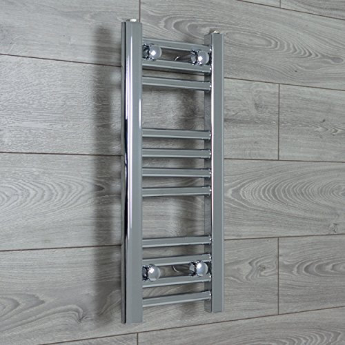 companyblue 250mm wide x 600mm high Heated Towel Rail Straight Flat Chrome Bathroom Warmer Radiator Rack Central Heating