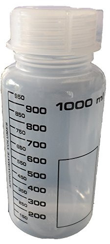 Weithalsflasche, PP, rund, graduiert, incl. Verschraubung (1000 ml)