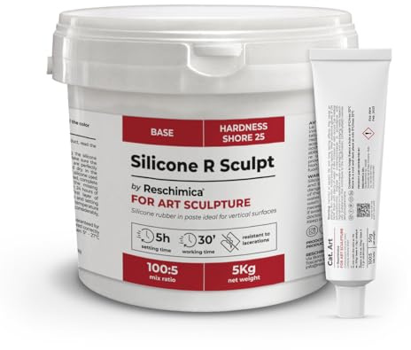 Reschimica Silikonpaste für Bildhauer R Sculpt, Knetsilikon, Silikon für Kreationen, ungiftig, DIY, Dosiererer, Silikon, Arbeitsmatte, Handschuhe (5 kg)