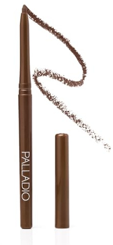 Palladio Retractable Waterproof Eyeliner, Richly Pigmented Color and Creamy, Slip Twist Up Pencil Eye Liner, Smudge Proof Long Lasting Application, All Day Wear, No Sharpener Required, Brownie