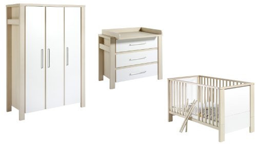 Schardt 116537000 Kinderzimmer Milano Buche, bestehend aus Kombi-Kinderbett, Wickelkommode und 3-türigem Kleiderschrank