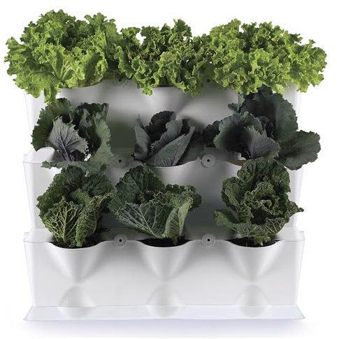 minigarden 1 Juego Vertical para 9 Plantas, Jardín Vertical Modular y Extensible, Colocar en el Suelo o Colgar en la Pared, Mecanismo de Drenaje Innovador, Largo Ciclo de Vida (Blanco)