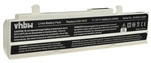 vhbw 1x Akku kompatibel mit Asus Eee PC 1016P, 1016, 1015T, 1015PX, 1016PEB, 1016PE, 1016P D743 Notebook (4400 mAh, 11,1 V, Li-Ion) - weiß