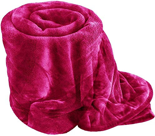 Extra Large Mink Faux Fur Throw 200cm x 240cm - FUSCHIA PINK BY BEDDING ONLINE by Bedding Online