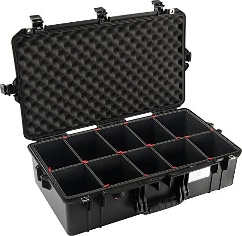 PELI 1605 Air Leichter Schutzkoffer für Kamera Equipment, Wasser- und Staubdicht, 50L Volumen, Mit TrekPak Einteilungssystem (Anpassbar), Farbe: Schwarz