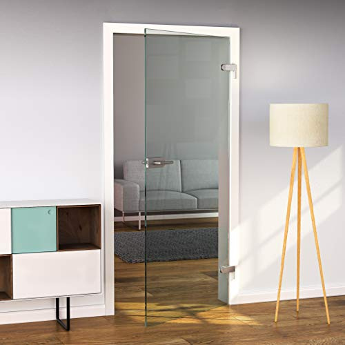 Bijon Glastür T4 - Hochwertige Studio Ganzglastür aus kratzfestem ESG-Glas für stilvolle Raumgestaltung, Studio/Studio, 709x1952mm, Sondermaß: 2 cm gekürzt - Beidseitig