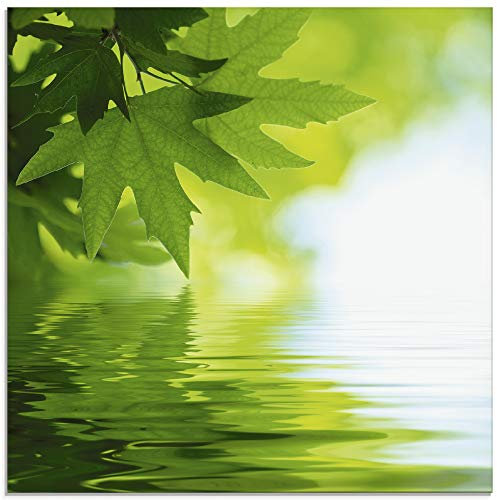 ARTland Wanddeko Glasbilder Wandbild Glas Bild einteilig Quadratisch Natur Wald See Pflanzen Wasser Baum Blätter T5TM