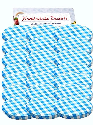 100 Twist-Off-Deckel Verschlüsse Ersatzdeckel Deckel für Sturzgläser To 82 Passend für 230/350 / 435 ml / 565 ml (Blau Karriert)