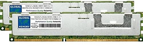 32GB (2 x 16GB) DDR3 1600MHz PC3-12800 240-PIN ECC REGISTERED DIMM (RDIMM) MEMORY RAM KIT COMPATIBLE WITH SERVERS/WORKSTATIONS/MOTHERBOARDS (*NOT FOR PCs*) (4 RANK KIT CHIPKILL)