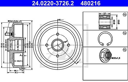 ATE 24.0220-3726.2 Bremstrommel