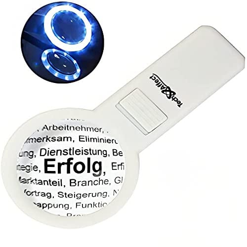 Hand Held Magnifier with Light - Strong Magnifying Glass Hand Lens - Big White