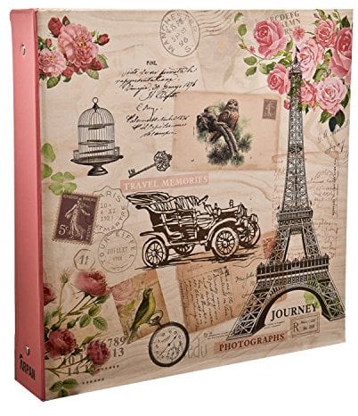 Arpan Large Happy Memories Slip In Case RingBinder Photo Album Holds 500 Photos 6'' x 4'' - Vintage Owl