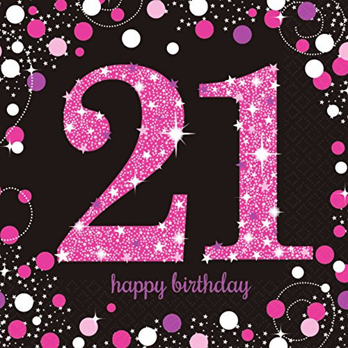 (PKT) Adult Pink Celebration 21st Birthday Luncheon Napkins
