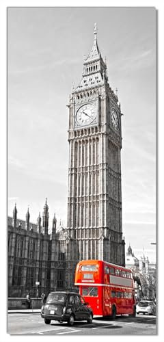 Wallario Selbstklebende Türtapete London Red Bus - Türposter 93 x 205 cm Abwischbar, rückstandsfrei zu entfernen
