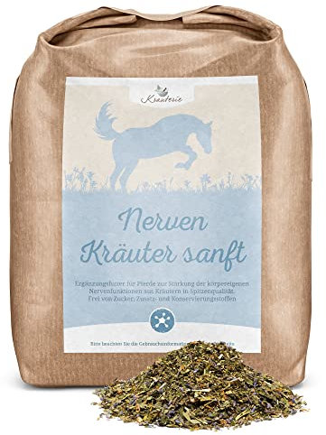 Krauterie Nerven Kräuter sanft für Pferde in Spitzenqualität (500 g) - Artgerechtes Ergänzungsfutter aus Pferdekräutern, frei von künstlichen Zusätzen, melassefrei, getreidefrei, zuckerfrei