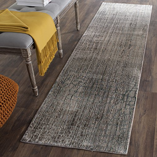 SAFAVIEH Valencia Collection Runner Rug - 2'3 x 8', Grey & Multi, Boho Chic Distressed Design, Non-Shedding & Easy Care, Ideal for High Traffic Areas in Living Room, Bedroom (VAL204C)