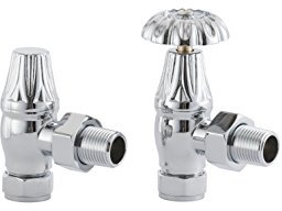 UK-10 CP Arroll traditional Manual radiator valve & lockshield finished in Chrome and ornate wheel head