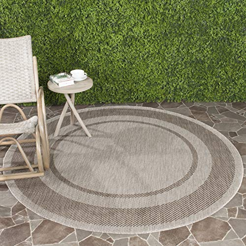 SAFAVIEH Courtyard Collection 6'7 Round Beige/Brown CY8477 Indoor/ Outdoor Waterproof Easy Cleaning Patio Backyard Mudroom Area Rug