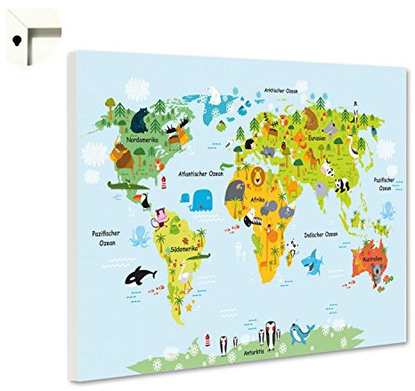 Magnettafel Pinnwand Weltkarte für Kinder Größe 100 x 80 cm