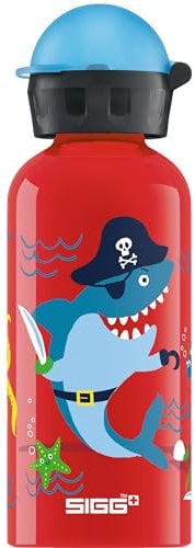 SIGG - Alu Trinkflasche Kinder - KBT Underwater Pirates - Auslaufsicher & Bruchsicher - Federleicht - BPA-frei - Klimaneutral Zertifiziert - Sport & Schule - Rot mit Unterwassertieren - 0,4L
