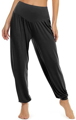 BeautyWill Haremshose/Yogahose/Jogginghose/Yoga Pilates Hosen/Yoga pants Hose für Damen - für Sport und Training aus 95% Modal XL, Schwarz
