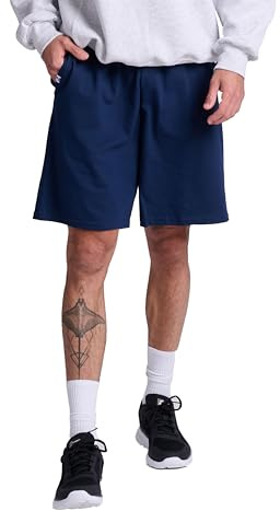 Russell Athletic Men's Cotton Baseline Short with Pockets, J. Navy, Small