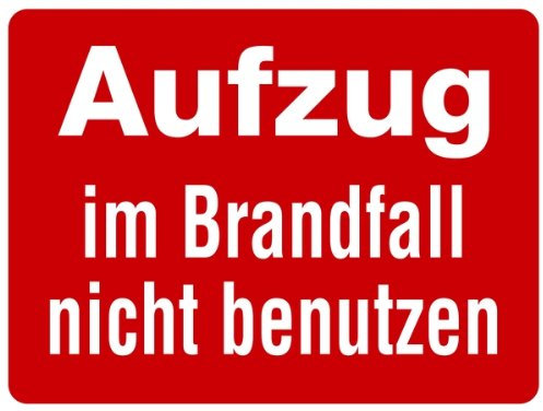 H.Klar Schild Alu Aufzug im Brandfall nicht benutzen 150x200mm