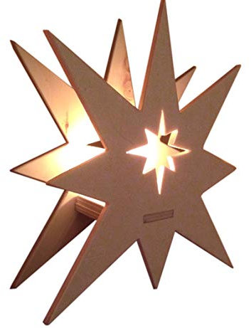 Kaleas Modèle de scie à découper Étoile lumineuse atmosphérique, Étoile de Noël, Étoile en bois, support de bougie à chauffe-plat