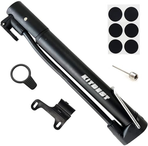 KITBEST Fahrradpumpe, Tragbare Luftpumpe Fahrrad Standpumpe Mini, Fahrrad Pumpe Handpumpe kleine alle Ventile für Presta/Schrader und Sport Ball, 130 PSI Mini Luftpumpe für Rennrad MTB BMX