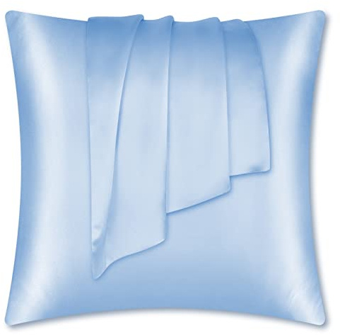 LULUSILK Seide Kissenbezug 80x80cm Hellblau, Haar- & Hautpflege, 1 Stück | 100% echte Maulbeerseide, verdeckter Reißverschluss. Atmungsaktiv, sommerkühlend. Geschenkverpackung.