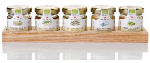 Coffret Cadeau de Miel de Fleurs Bio Artisanal Italienne (5 x 35g)
