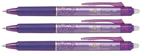 Pilot 3 Stück einziehbar Tintenroller Frixion Ball Clicker 0,5 violett