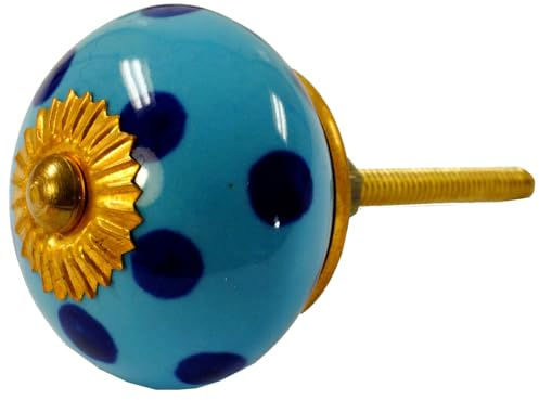 Keramik Möbelknopf, Möbelgriff, Schranktürknöpfe, handbemalt, Modell 109 | Durchmesser 3 cm, Gewinde M5, 4 cm lang, ideal für Schubladen.
