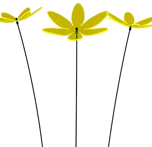 SUNPLAY Sonnenfänger Lotusblume in GELB, 3 Stück zu je 20 cm Durchmesser im Set + 70 cm Schwingstäbe