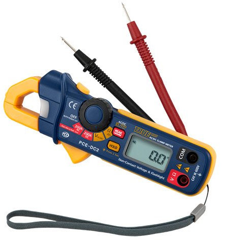PCE Instruments Mini-Stromzange PCE-DC2 Digital - Mini Amperemesser für AC Strom, AC Spannung, DC Strom Widerstand/Zangenöffnung max. 18 mm