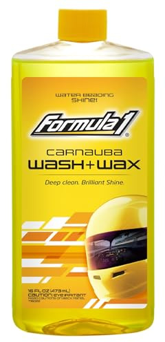 Formula 1 Car Wash & Wax with Carnauba | 16 oz. | 2-in-1 Car Cleaning Shampoo | Auto Detailing Soap | Deep Clean, High Shine, Water Beading Protection | Safe on All Paintwork