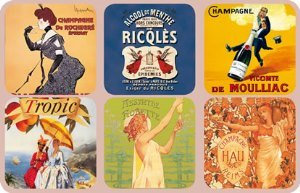 Cartexpo 70699 Alimentation Lot de 6 sous Verres Absinthe Champagne Bois/Liège