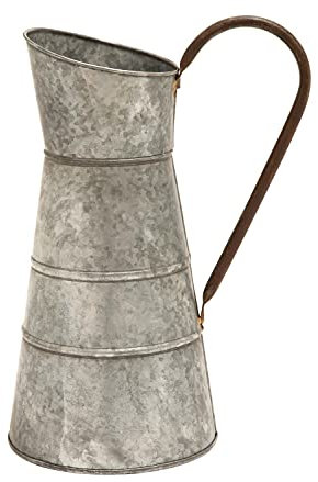 Deco 79 Metal Galvanized Watering Jug, 10 by 16-Inch,Gray