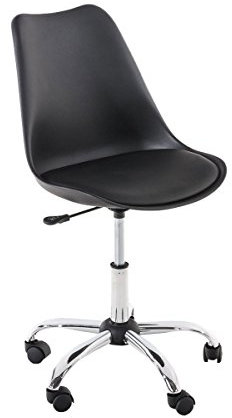 CLP Schreibtischstuhl PEGLEG mit Kunstlederbezug I Höhenverstellbarer Bürostuhl mit Laufrollen I Drehstuhl mit robustem Metallgestell, Farbe:schwarz