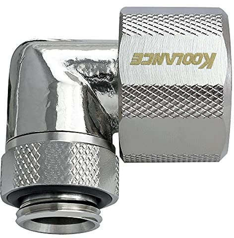 Koolance Endstück aus Metall, abgewinkelt, 1/4 Zoll für Schlauch 10/16 mm – FIT-L10X16 – Silber