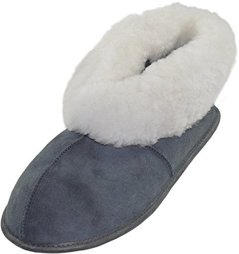 Harrys-Collection Damen Herren Hausschuhe aus Lammfell in 5 Farben, Farben:grau, Schuhgröße:46