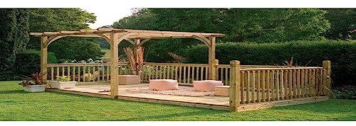 Forest Garden Ultima Pergola and Patio Decking Kit 2.4m x 4.9m Pressure Treated Wood