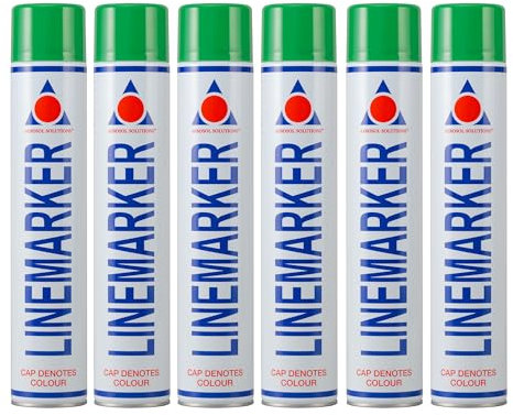 Aerosol Solutions Line Marker, Grass and Road Spray Paint, Green, 750 ml (Pack of 6)